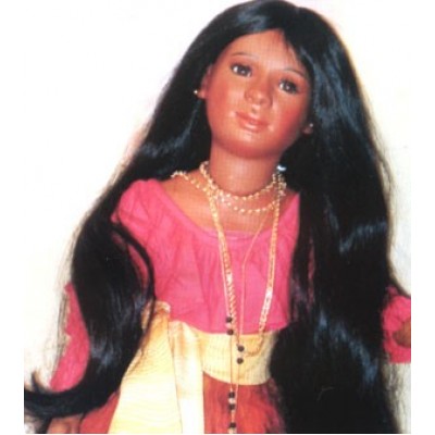 Kemper Indian Long Black MSD Size 7-8 Doll Wig