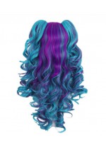 Pigtail Wig - Peacock Blue and Purple Blend
