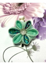 Kanzashi Hair Accessory - Glitter and Sheer with Pink, Aqua, Gold and Silver