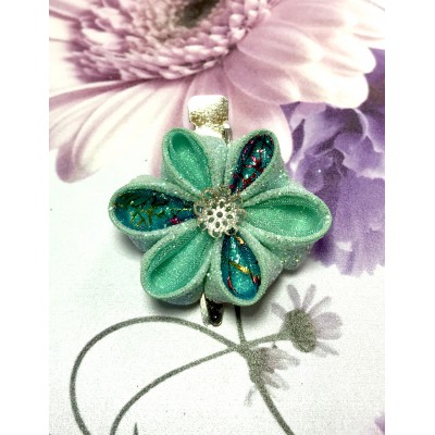 Kanzashi Hair Accessory - Glitter and Sheer with Pink, Aqua, Gold and Silver