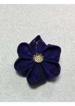 Kanzashi Hair Accessory - Galaxy Dark Purple With Gold and White Stars