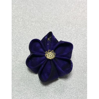 Kanzashi Hair Accessory - Galaxy Dark Purple With Gold and White Stars