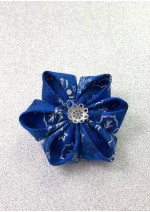 Kanzashi Hair Accessory - Blue With Silver Design