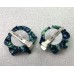 Kanzashi Hair Accessory - Batik with Aqua Swirls on Dark Blue Background