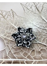 Kanzashi Hair Accessory - Cream Colored with Black Alphabet Blocks