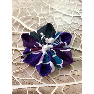 Kanzashi Hair Accessory - Aqua, White, Purple and Burgundy Colors