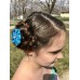 Kanzashi Hair Accessory - Blue With Silver Design