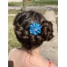 Kanzashi Hair Accessory - Blue With Silver Design