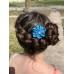 Kanzashi Hair Accessory - Cream Colored with Baby Blue Design