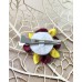 Kanzashi Hair Accessory - Maroon and Yellow