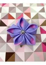 Kanzashi Hair Accessory - Glittery Purple with Pink Spots