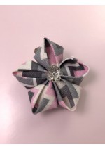 Kanzashi Hair Accessory - Gray, Pink and White