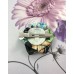 Kanzashi Hair Accessory - Sparkly Black with Pink, Blue, Yellow, Green and White