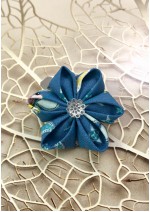 Kanzashi Hair Accessory - Blue with Baby Blue, Pink and Yellow