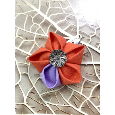 Kanzashi Hair Accessory - Orange and Purple