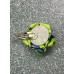 Kanzashi Hair Accessory - Bright Green with Paint Splat Design
