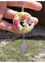 KumoriYori Creations Moon with Bunny Suncatcher