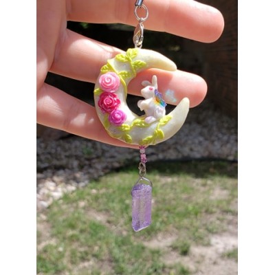 KumoriYori Creations Moon with Bunny Suncatcher